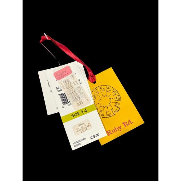 Ruby Rd Maxi Skirt Crinkle Pull On Long Red Tan Romantic Boho Western Y2K New 14 - Picture 8 of 9